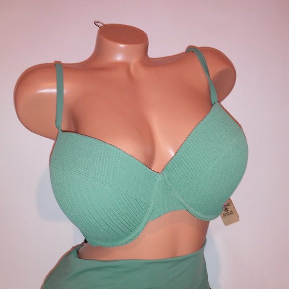 Victoria Secret PINK Swim Bikini XXL Green Push Up High Waist‎ Cheeky Shortie - Picture 4 of 14